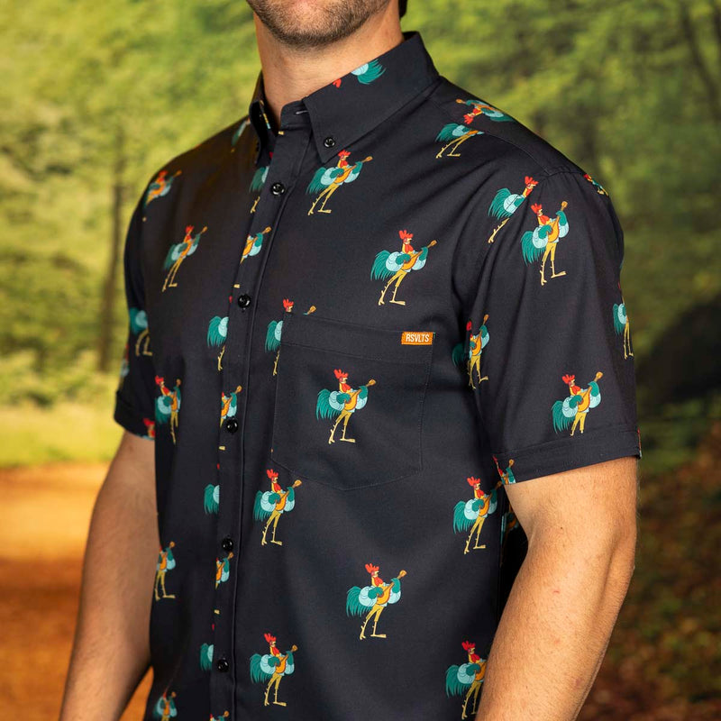 RSVLTS Oo-De-Lally KUNUFLEX Short Sleeve Shirt in Black — detail 3