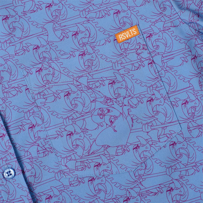 RSVLTS Seize Them! KUNUFLEX Short Sleeve Shirt in Blue — detail 2