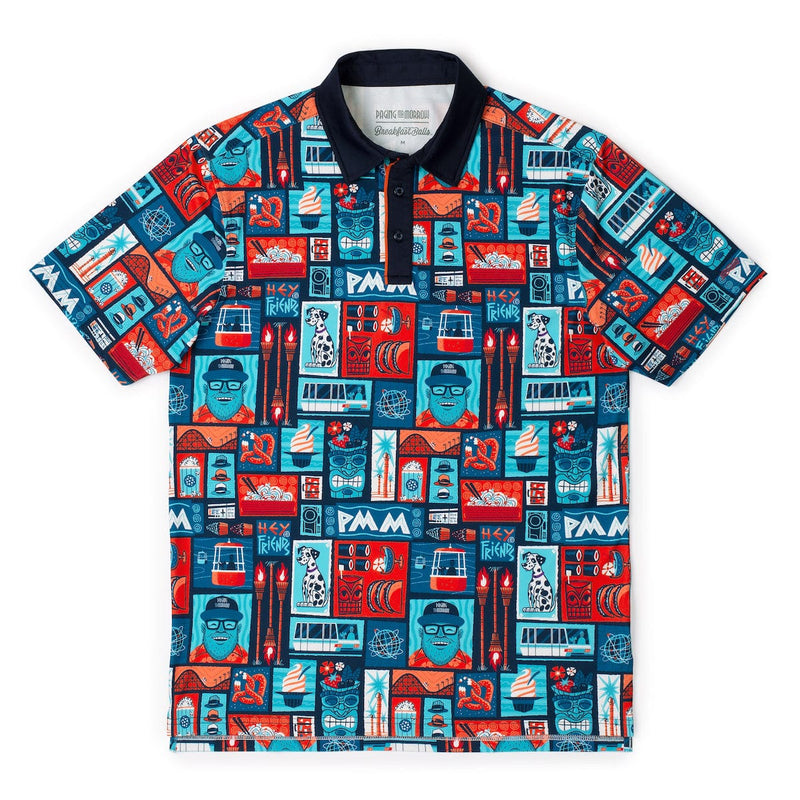 RSVLTS Hey, Friends All-Day Polo in Blue — front view