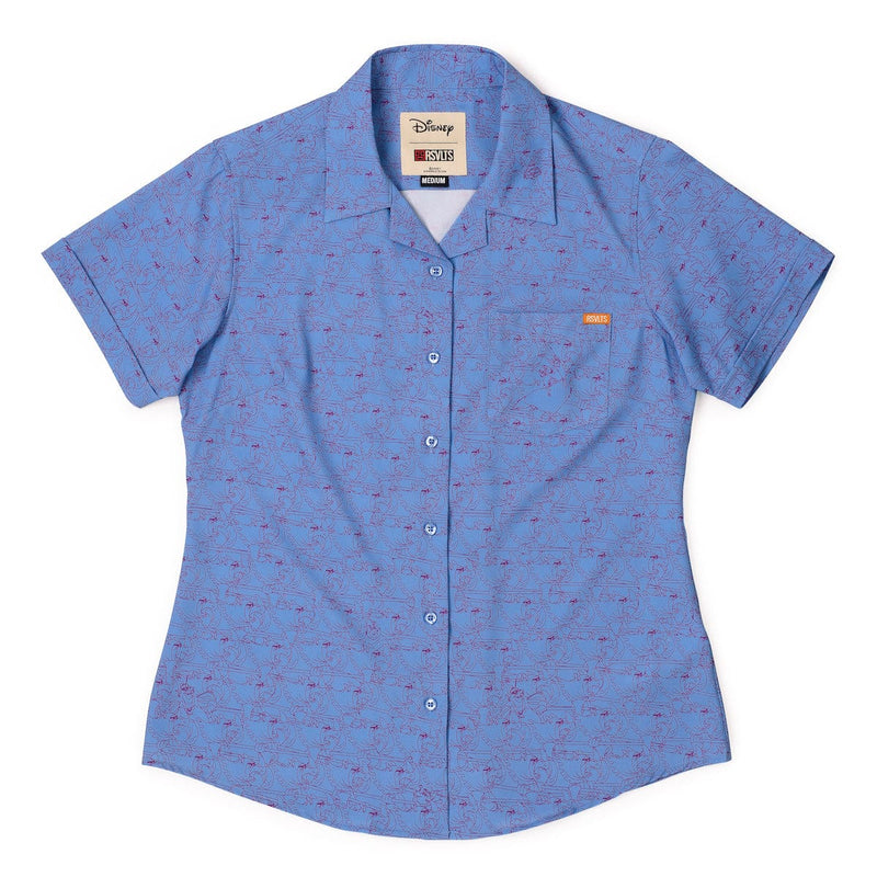 RSVLTS Seize Them! Women's KUNUFLEX Short Sleeve Shirt in Blue — detail 2