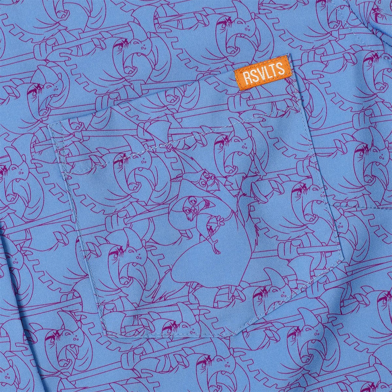 RSVLTS Seize Them! Women's KUNUFLEX Short Sleeve Shirt in Blue — detail 4