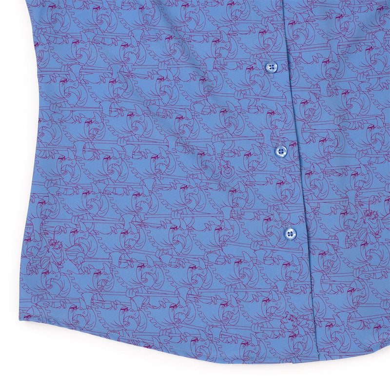 RSVLTS Seize Them! Women's KUNUFLEX Short Sleeve Shirt in Blue — detail 7