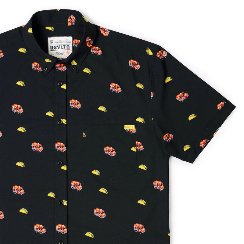 RSVLTS Guac 'n' Roll KUNUFLEX Short Sleeve Shirt in Black — front view