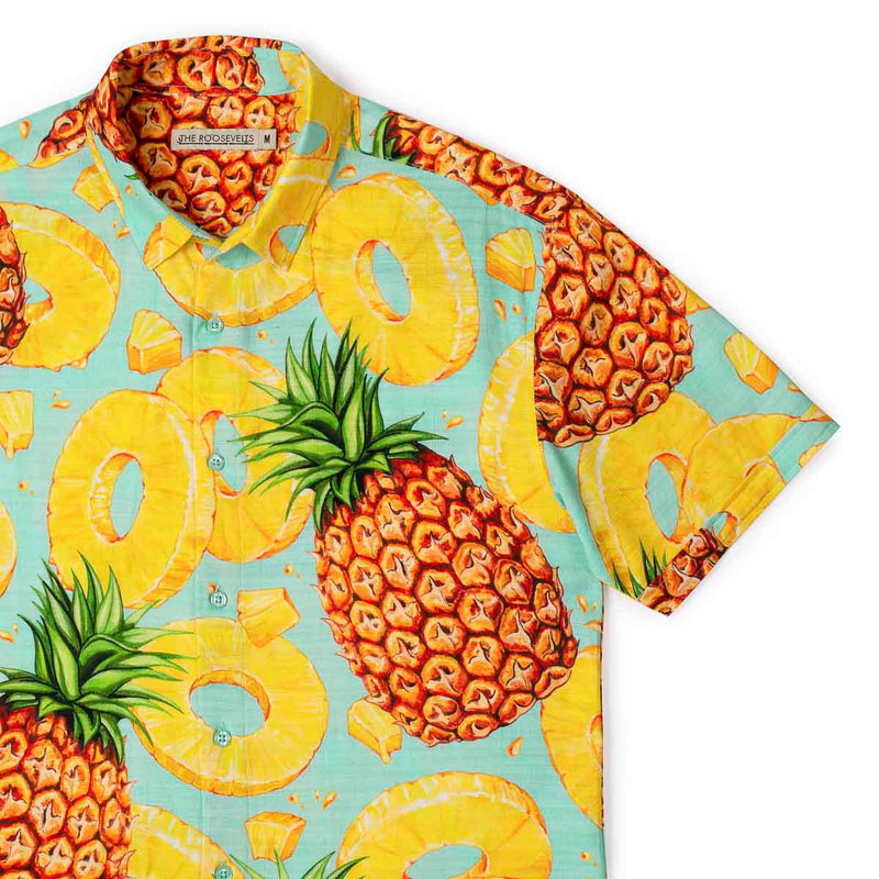 RSVLTS Pineapple Express Bamboo Short Sleeve Shirt in Orange — front view