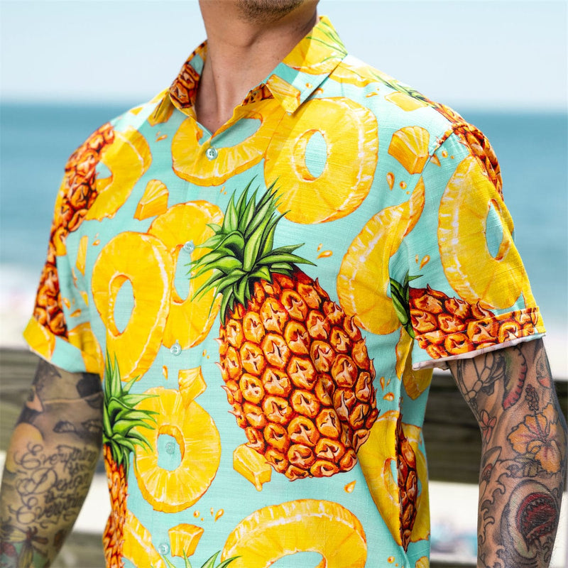 RSVLTS Pineapple Express Bamboo Short Sleeve Shirt in Orange — detail 4