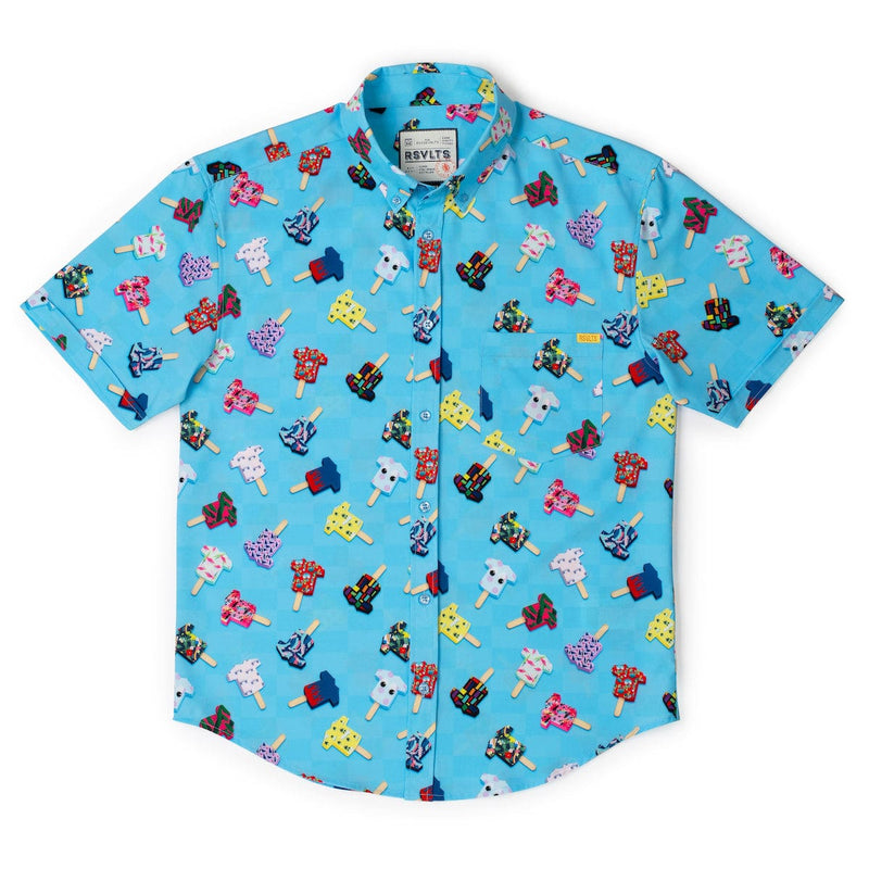 RSVLTS Kunu Pops KUNUFLEX Short Sleeve Shirt in Blue — detail 3