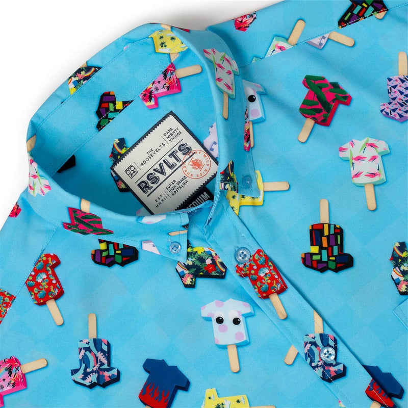 RSVLTS Kunu Pops KUNUFLEX Short Sleeve Shirt in Blue — detail 4
