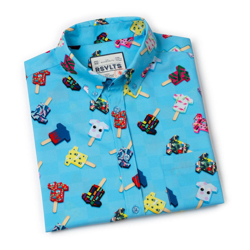 RSVLTS Kunu Pops KUNUFLEX Short Sleeve Shirt in Blue — detail 6