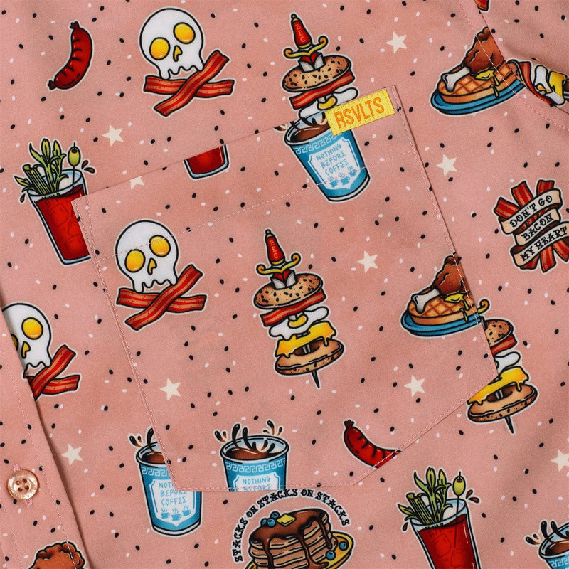 RSVLTS Bacon, Ink, and Cheese KUNUFLEX Short Sleeve Shirt in Red — detail 2