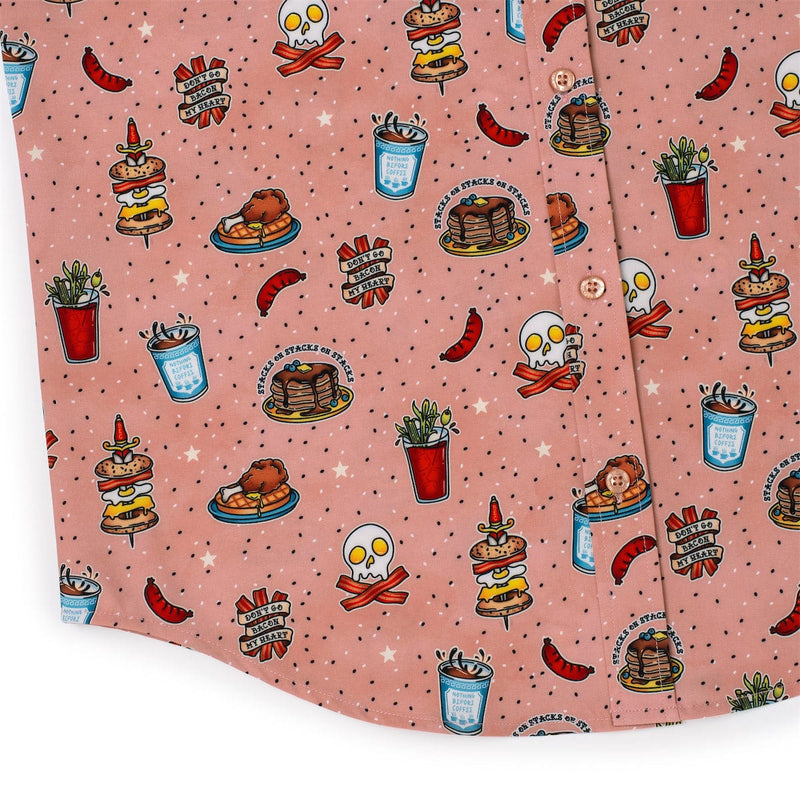 RSVLTS Bacon, Ink, and Cheese KUNUFLEX Short Sleeve Shirt in Red — detail 5