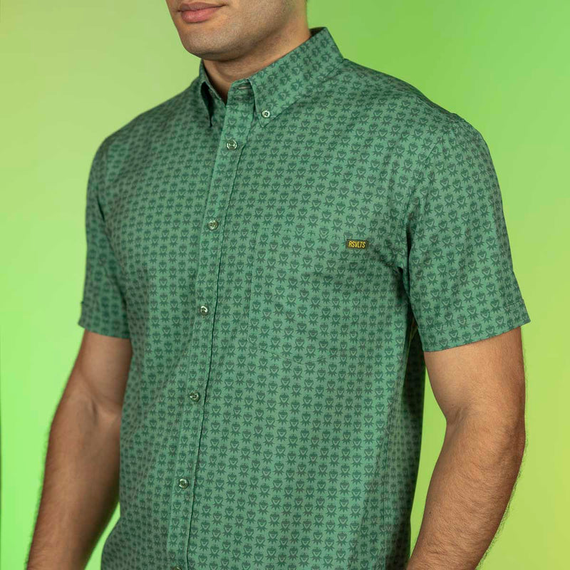 RSVLTS Goin’ Green KUNUFLEX Short Sleeve Shirt in Green — detail 3
