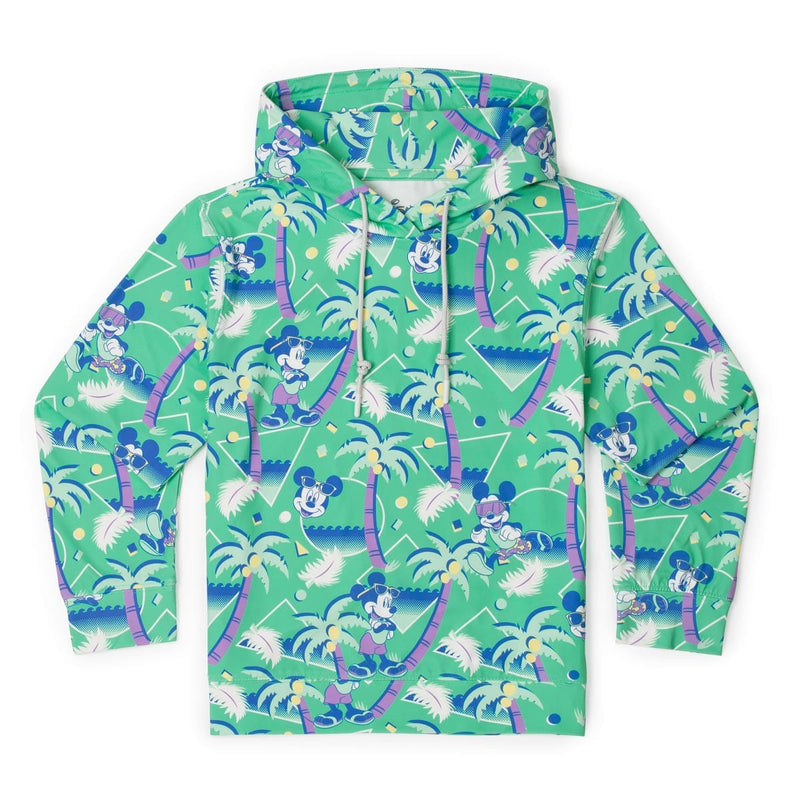 RSVLTS Cabana Mickey Youth Performance Hoodie in Green — front view