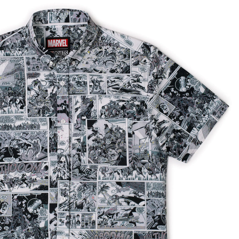 RSVLTS An Unlikely Alliance KUNUFLEX Short Sleeve Shirt in Black — front view