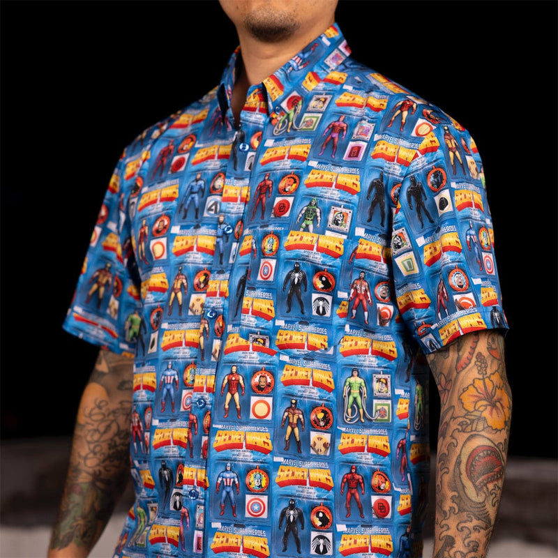 RSVLTS Secret Shields KUNUFLEX Short Sleeve Shirt in Blue — detail 2