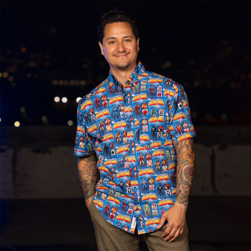 RSVLTS Secret Shields KUNUFLEX Short Sleeve Shirt in Blue — detail 3