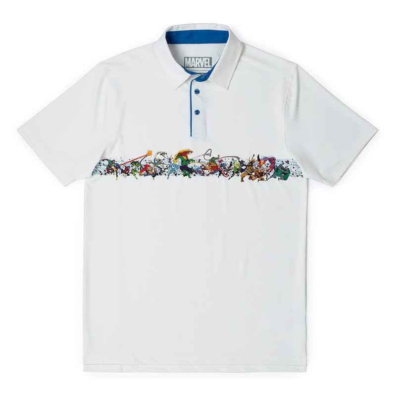 RSVLTS Clash of the Cosmos All-Day Polo in White — front view
