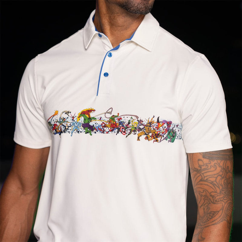 RSVLTS Clash of the Cosmos All-Day Polo in White — detail 2