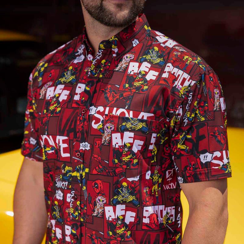 RSVLTS Snikts & Smooches KUNUFLEX Short Sleeve Shirt in Multicolor — front view