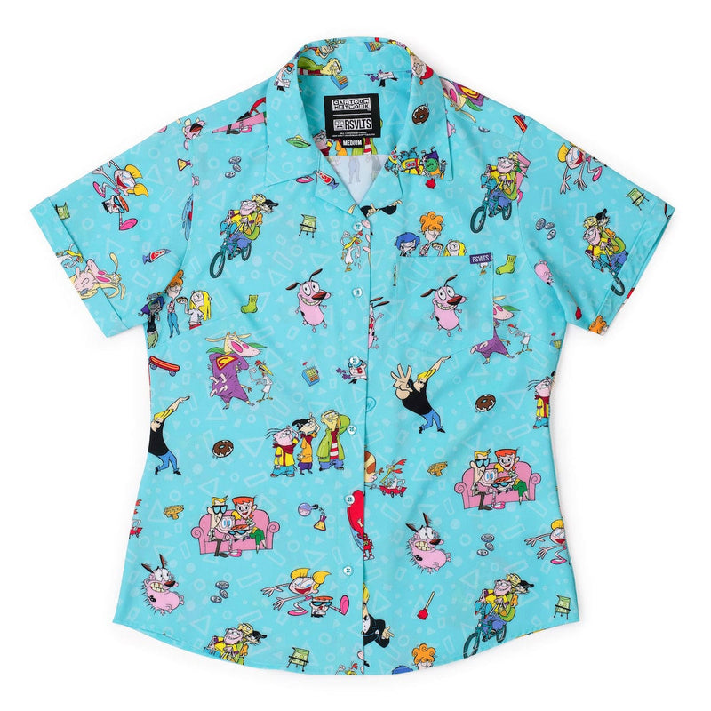 RSVLTS Friday Lineup Women's KUNUFLEX Short Sleeve Shirt in Blue — detail 2