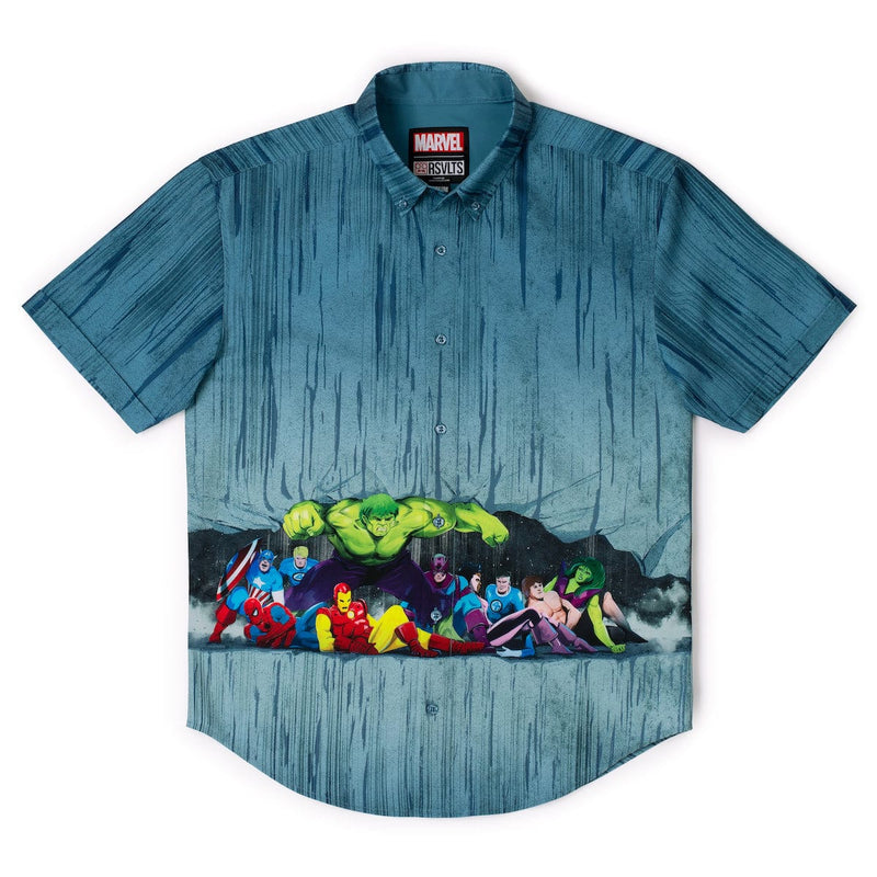RSVLTS HULK SAVE!!! KUNUFLEX Short Sleeve Shirt in Blue — front view