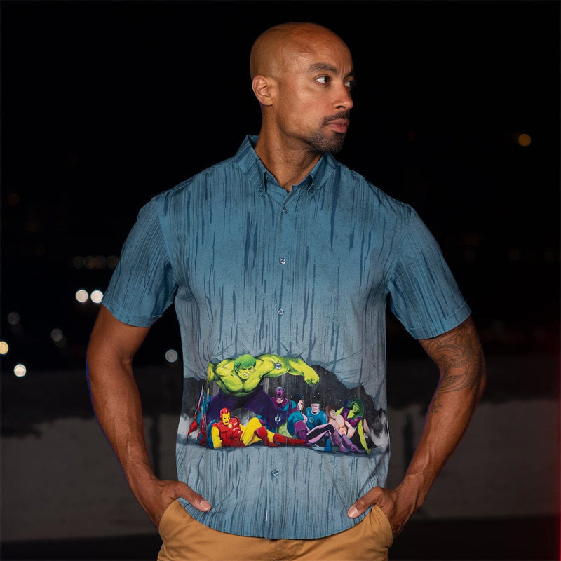 RSVLTS HULK SAVE!!! KUNUFLEX Short Sleeve Shirt in Blue — detail 2