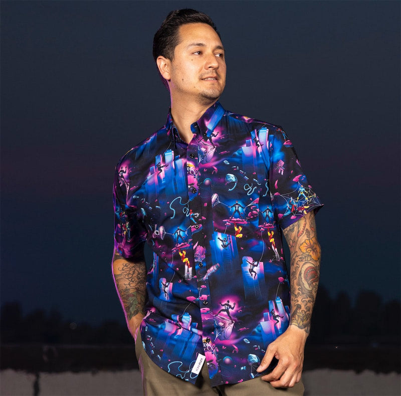 RSVLTS The Symbiote KUNUFLEX Short Sleeve Shirt in Blue — detail 2