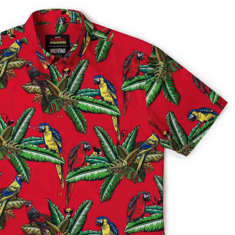 RSVLTS Bubs of a Feather KUNUFLEX Short Sleeve Shirt in Red — detail 2