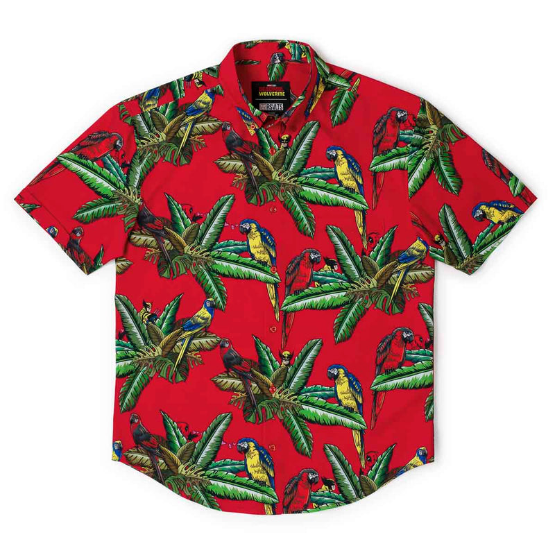 RSVLTS Bubs of a Feather KUNUFLEX Short Sleeve Shirt in Red — detail 4