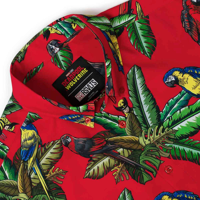 RSVLTS Bubs of a Feather KUNUFLEX Short Sleeve Shirt in Red — detail 6