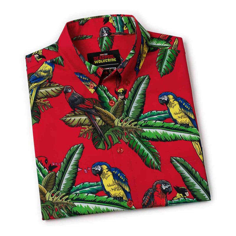 RSVLTS Bubs of a Feather KUNUFLEX Short Sleeve Shirt in Red — detail 8