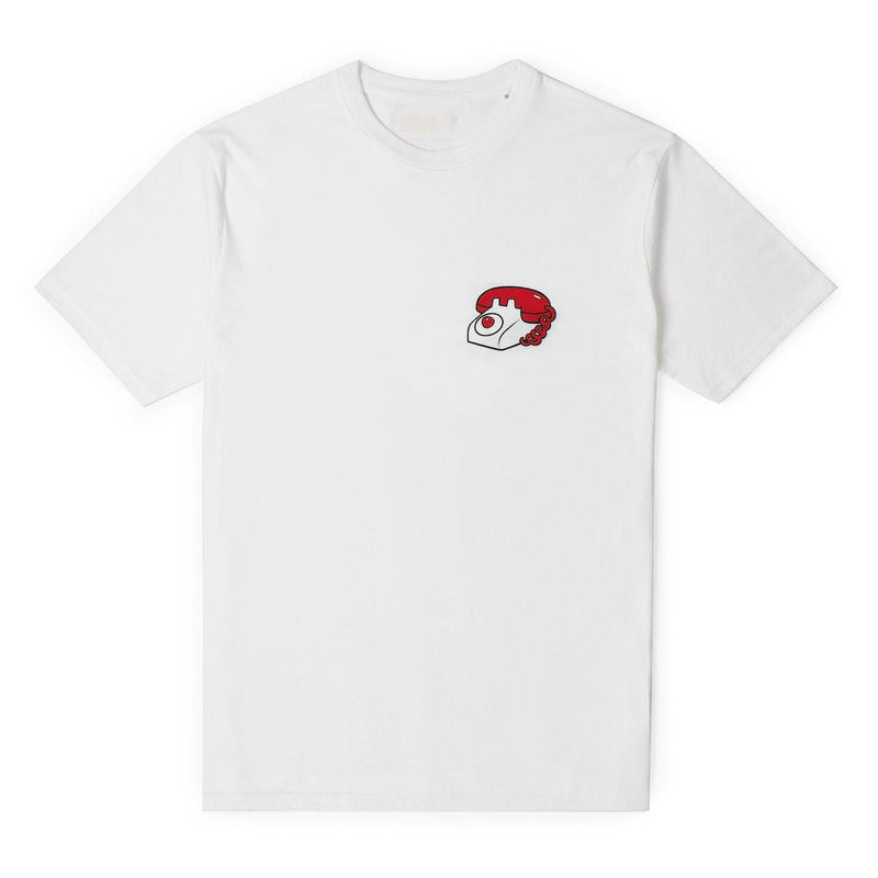 RSVLTS Danger Calls Crewneck Tee in White — detail 2