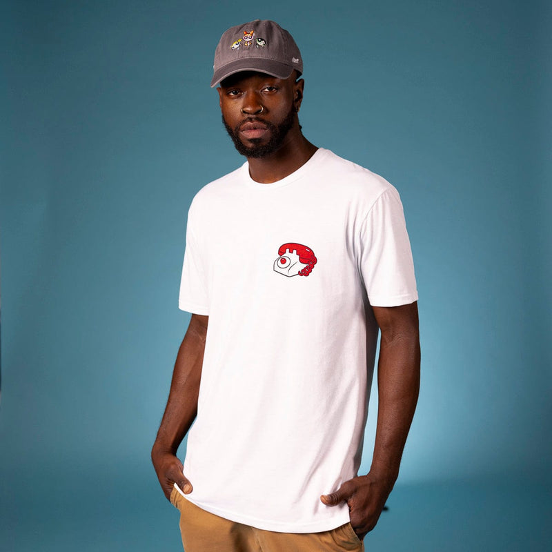 RSVLTS Danger Calls Crewneck Tee in White — detail 5
