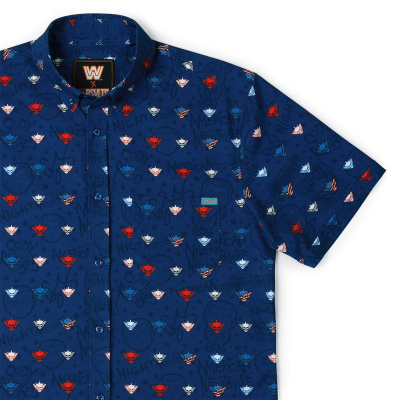RSVLTS Rhode Rage KUNUFLEX Short Sleeve Shirt in Blue — front view