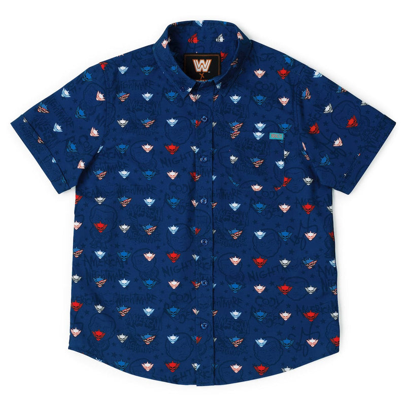 RSVLTS Rhode Rage Youth KUNUFLEX Short Sleeve Shirt in Blue — front view