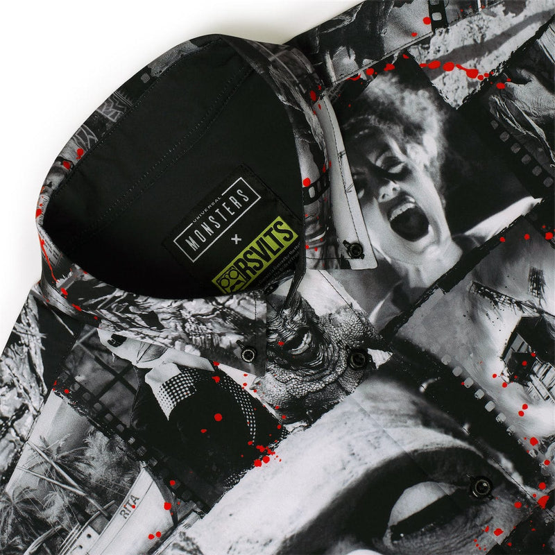 RSVLTS Stars of the Silver Scream KUNUFLEX Short Sleeve Shirt in Black — detail 3