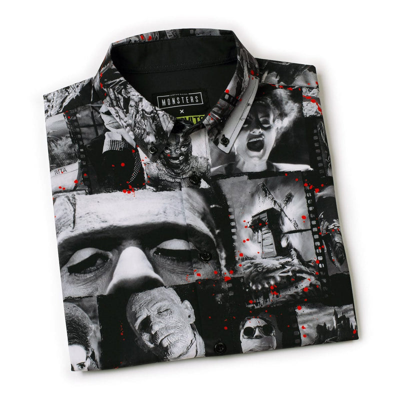 RSVLTS Stars of the Silver Scream KUNUFLEX Short Sleeve Shirt in Black — detail 5