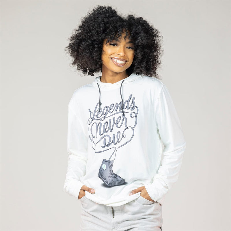 RSVLTS Legends Never Die Performance Hoodie in White — detail 5