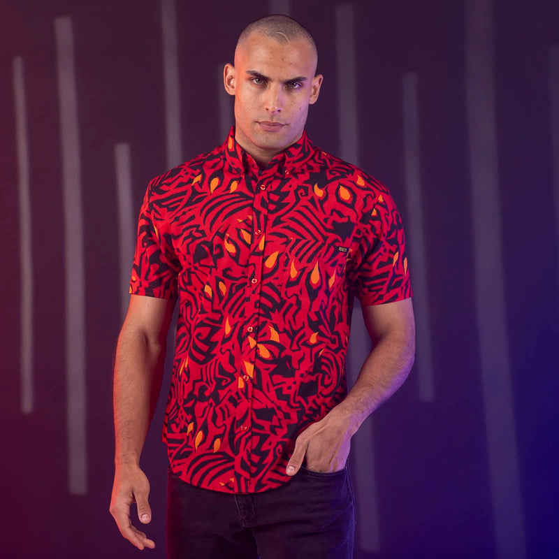 RSVLTS Maul Markings KUNUFLEX Short Sleeve Shirt in Multicolor — detail 3