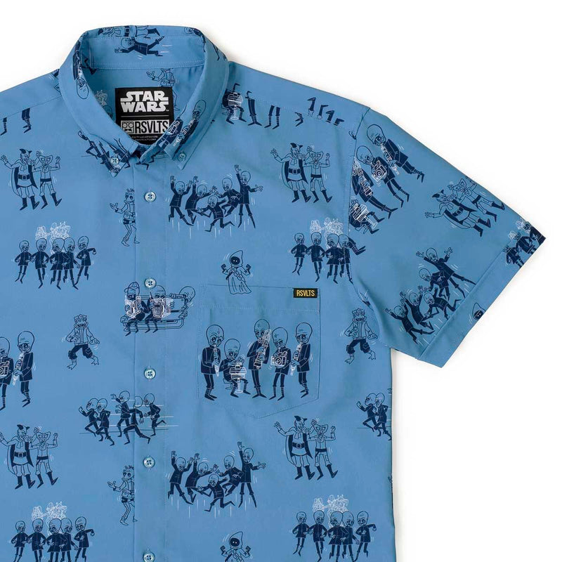 RSVLTS A Hard Day's Node KUNUFLEX Short Sleeve Shirt in Blue — front view
