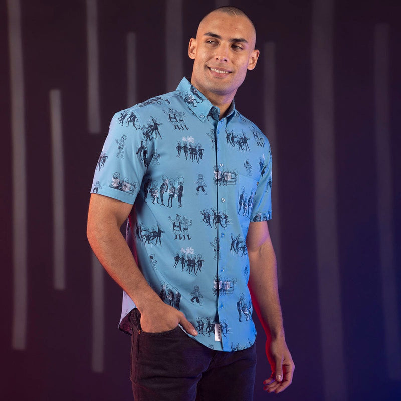 RSVLTS A Hard Day's Node KUNUFLEX Short Sleeve Shirt in Blue — detail 4