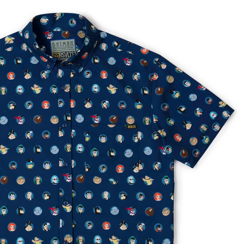 RSVLTS Villains & Vigilantes KUNUFLEX Short Sleeve Shirt in Blue — detail 2