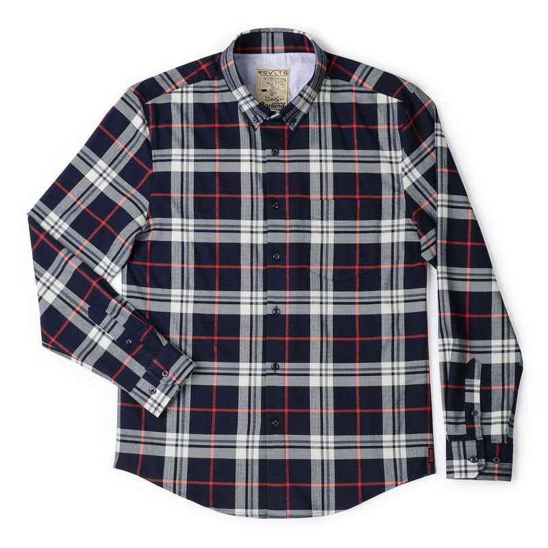 RSVLTS Sir Plaidrick Stewart BorlandFlex Long Sleeve Flannel (2024 Fit) in Black — front view