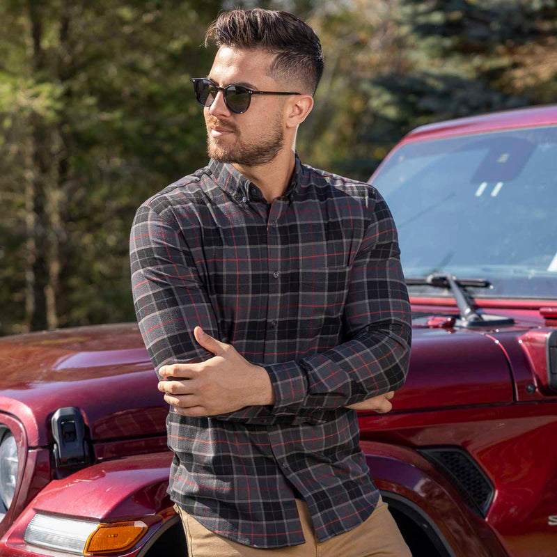 RSVLTS Flaniel Craig BorlandFlex Long Sleeve Flannel (2024 Fit) in Black — detail 2