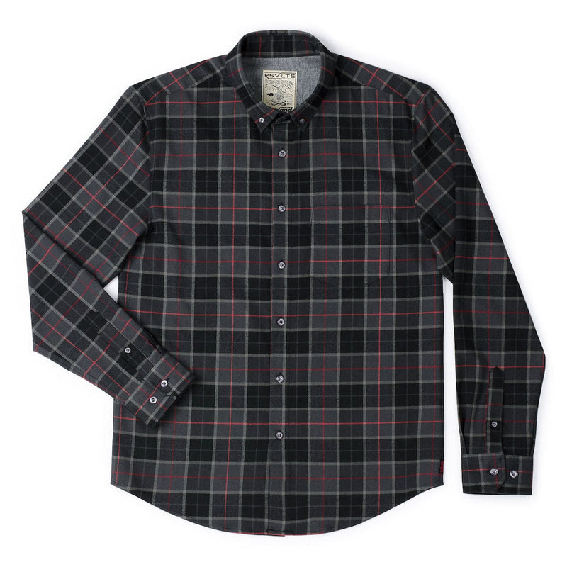 RSVLTS Flaniel Craig BorlandFlex Long Sleeve Flannel (2024 Fit) in Black — detail 3