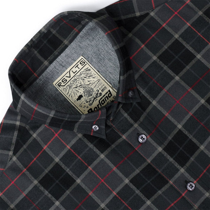 RSVLTS Flaniel Craig BorlandFlex Long Sleeve Flannel (2024 Fit) in Black — detail 4