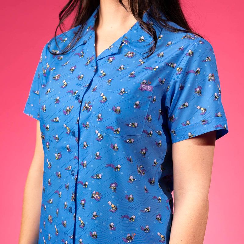 RSVLTS I AM MOJO JOJO Women's KUNUFLEX Short Sleeve Shirt in Blue — detail 3
