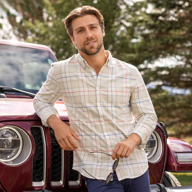 RSVLTS Flanley Tucci BorlandFlex Long Sleeve Flannel (2024 Fit) in Neutral — detail 2
