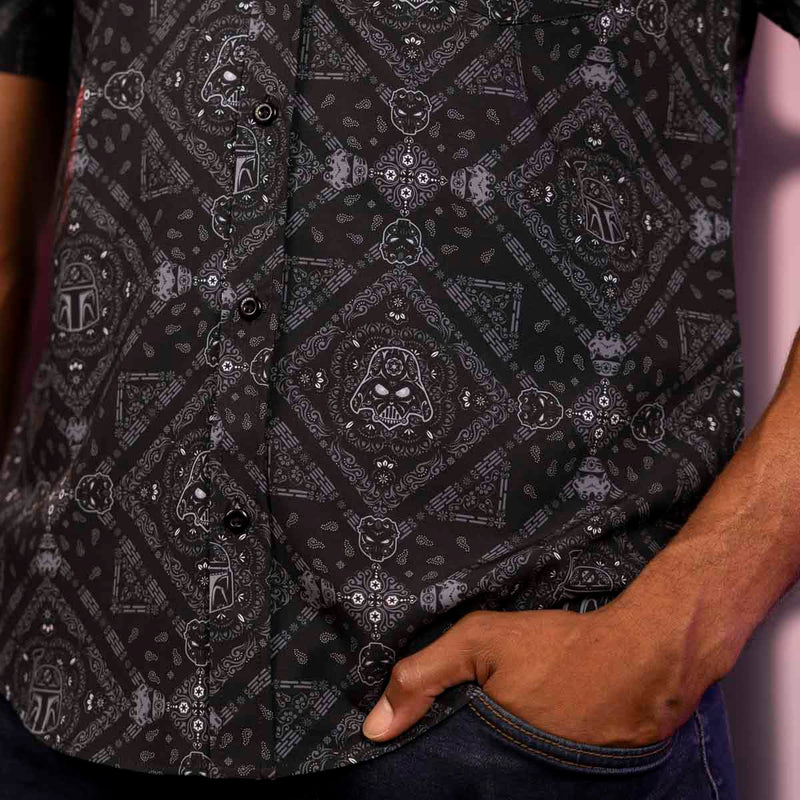 RSVLTS Day of the Dark Side KUNUFLEX Short Sleeve Shirt in Black — detail 3