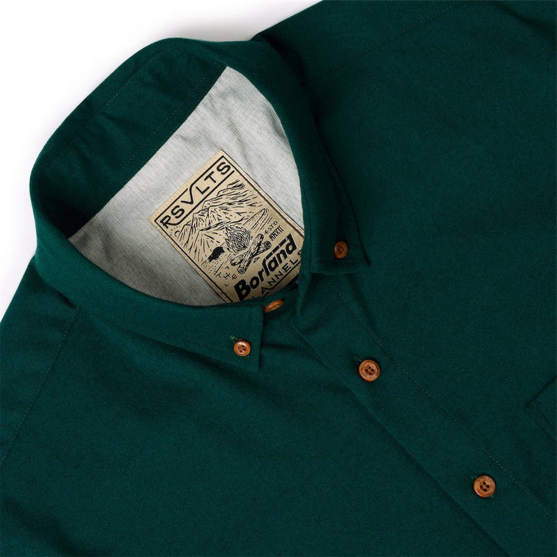 RSVLTS Dark Emerald BorlandFlex Long Sleeve Flannel (2024 Fit) in Green — detail 4