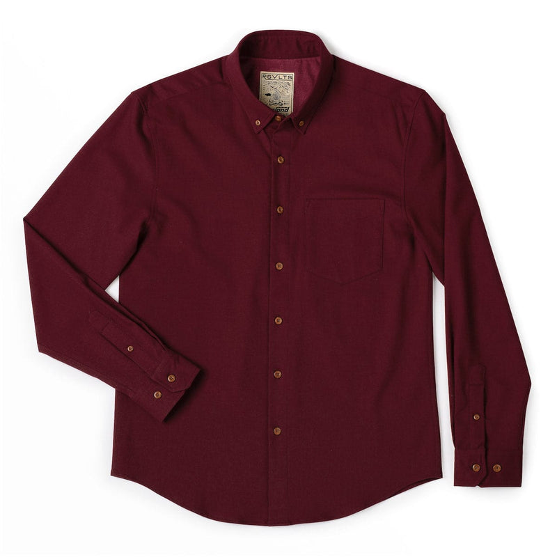 RSVLTS Burgundy BorlandFlex Long Sleeve Flannel (2024 Fit) in Red — detail 2